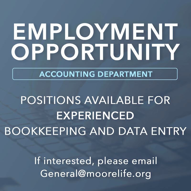 Employment Opportunity - Positions available for experienced bookkeeping and data entry
